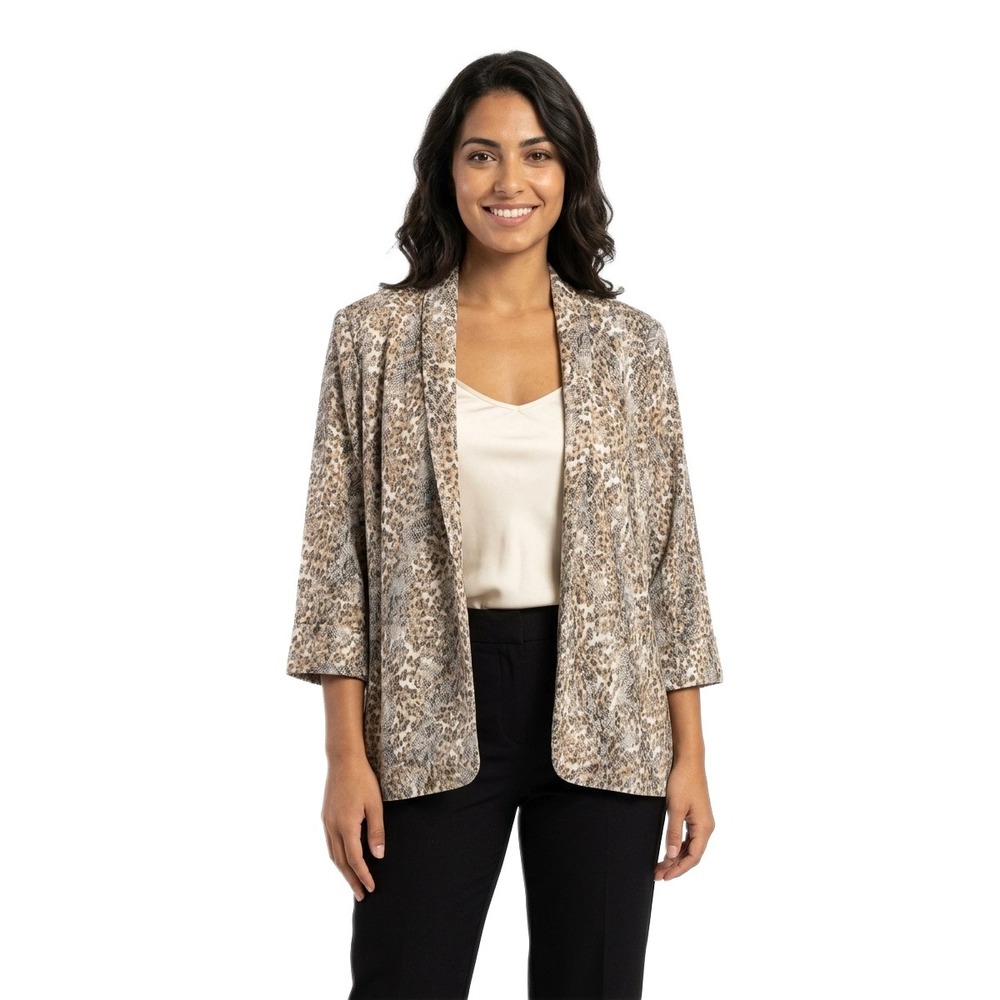 Alberto Makali Open Front Blazer Women's Size Medium Leopard Snake Print‎ Jacket
